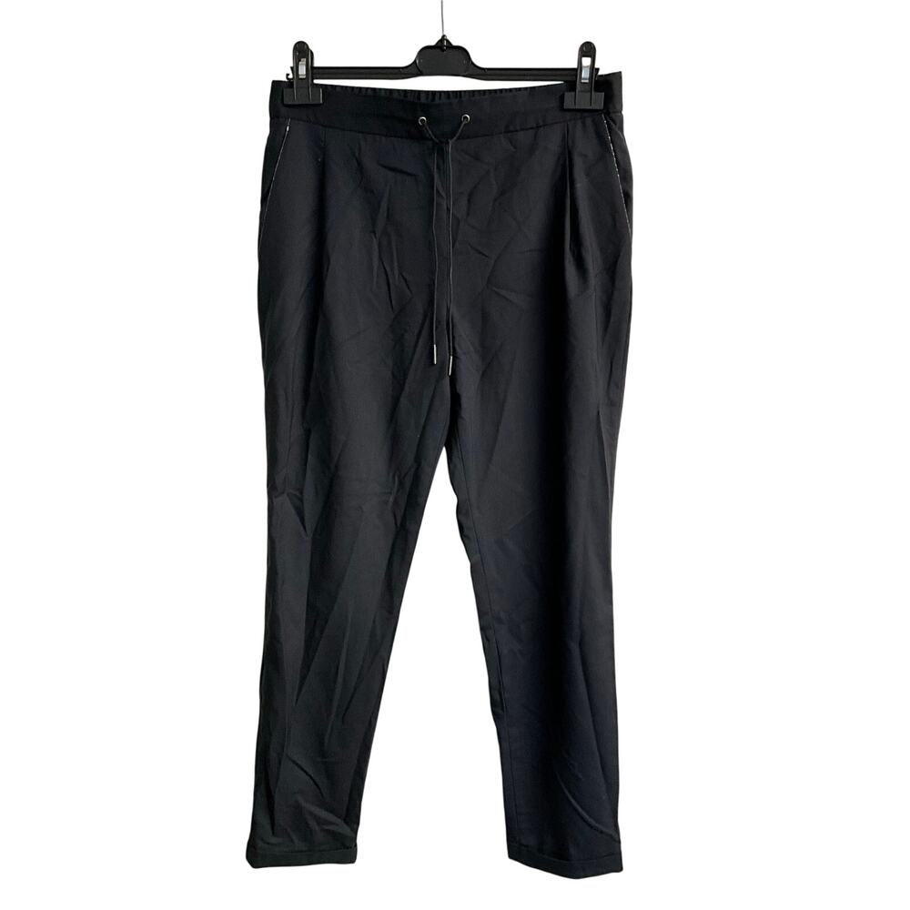 Fabiana Filippi Black Monili Embellished Drawstring Tapered Pants